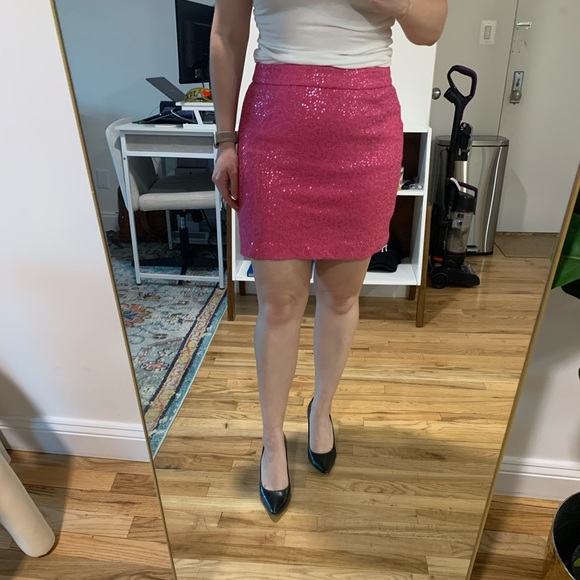 LOFT Size 6 Hot Pink Sequin A-line Miniskirt - Picture 6 of 6